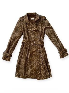 RARE Jane Post Leopard Trench Coat Size S Italian Archive Collection Mob Wife